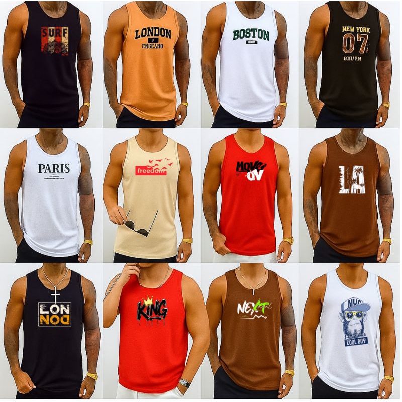 kit 5 Regatas masculinas/P ao G6/plus size/algodã