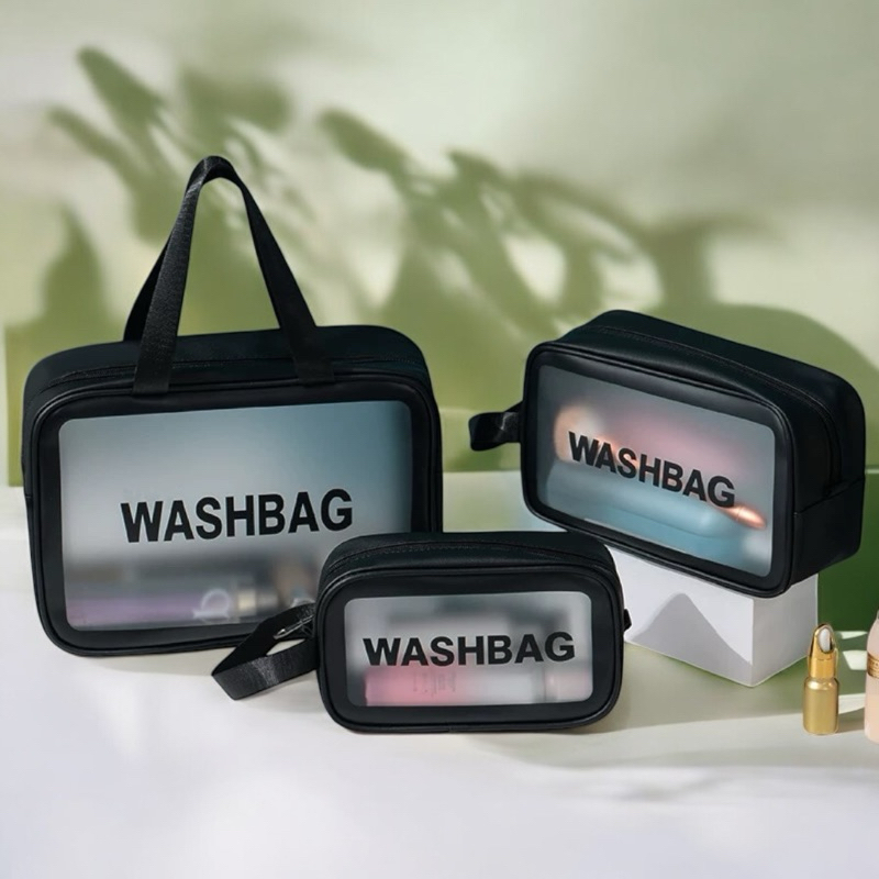 Kit 3 Necessaire Maquiagem Transparente WashBag Re