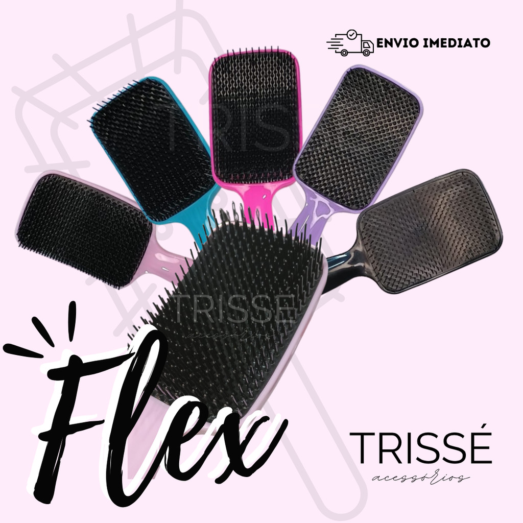 05 Escova Raquete Flex Curva Para Desembaraçar Ca