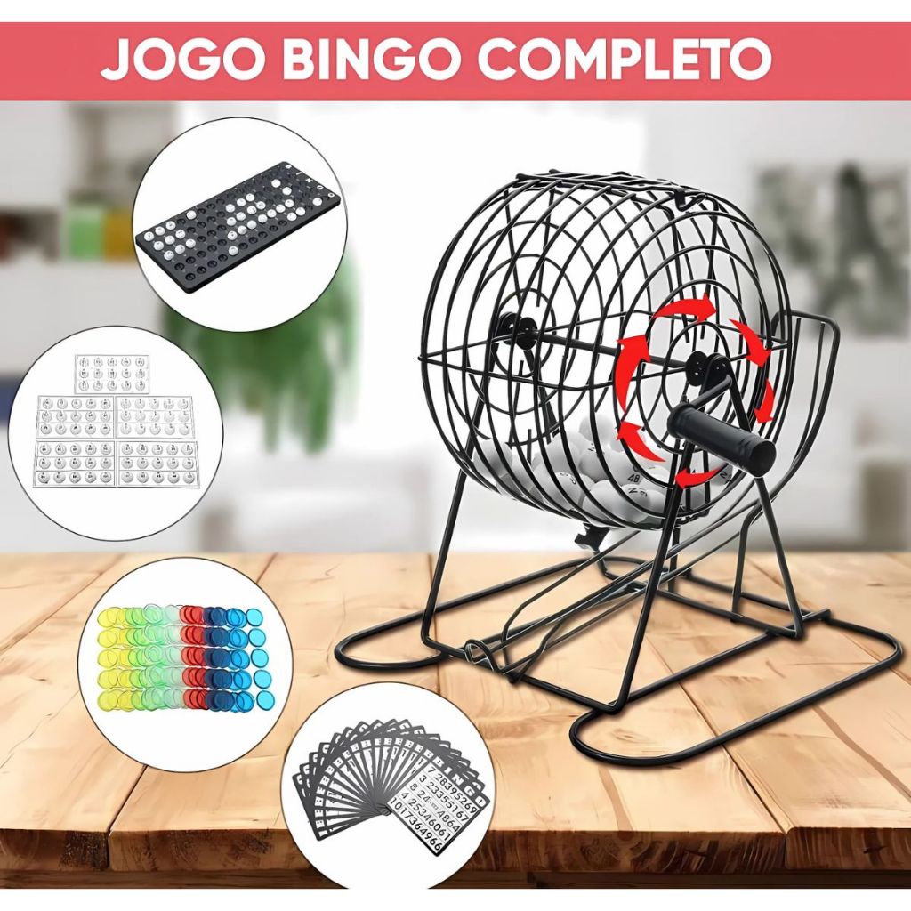 Jogo de Bingo Completo com 75 Bolas Numeradas Gaio