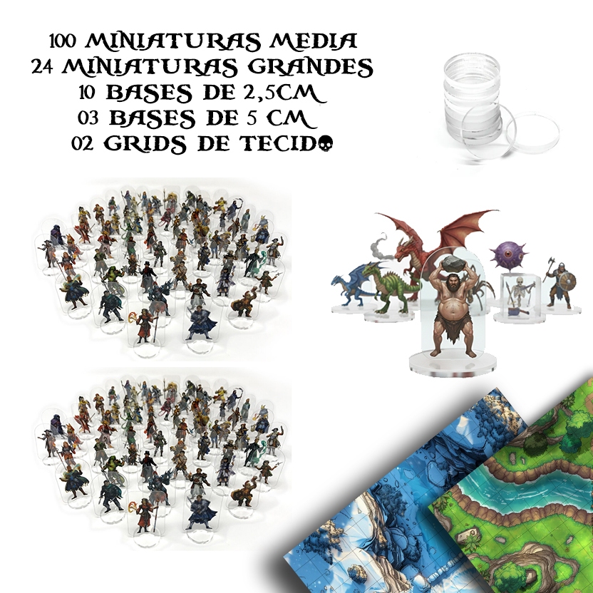 KIT RPG 50, 100, 125 MINIATURAS DE ACRÍLICO + 2 G