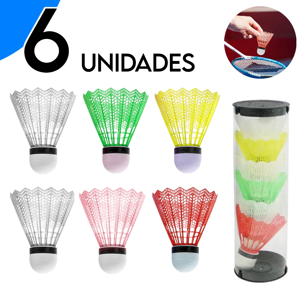 Kit 6 Petecas de Badminton Coloridas Resistentes P