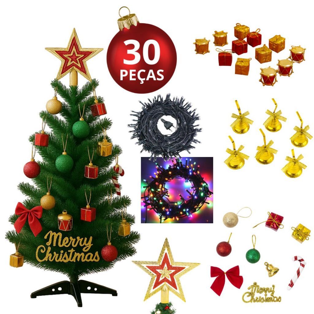 Árvore de Natal Decorada 120CM/90CM/60CM Completa