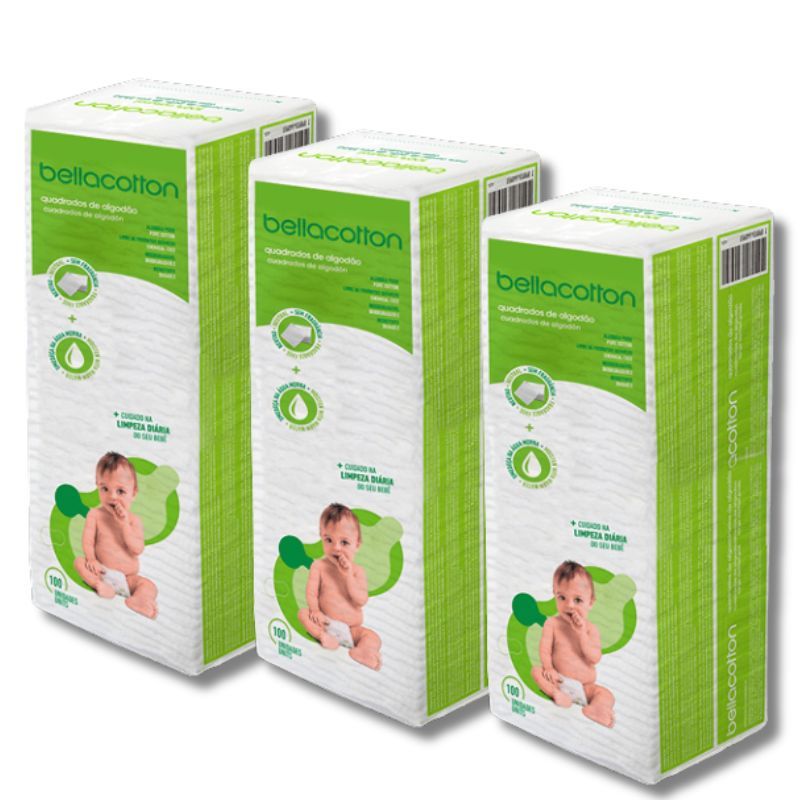 Kit 3 Algodão Quadrado Baby Sem Fragrância 300 U
