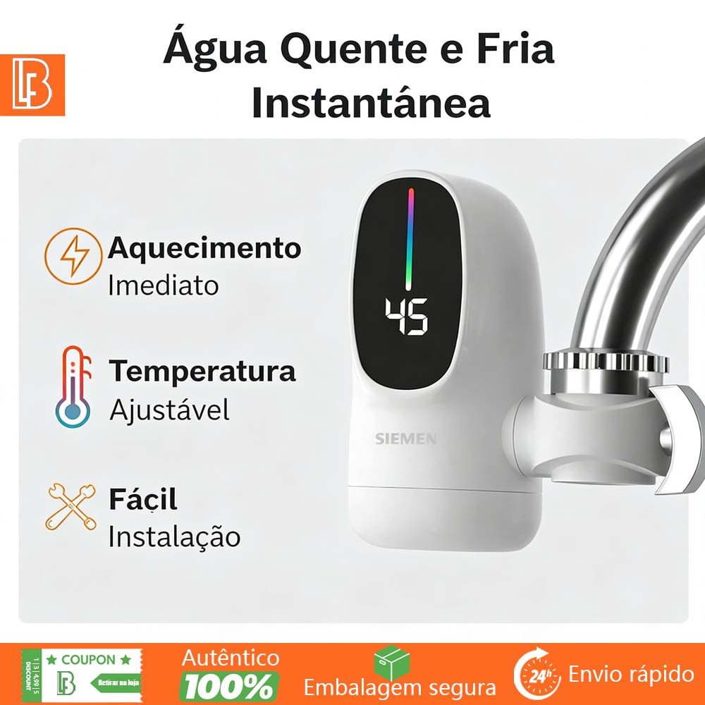 Torneira Elétrica Instantânea Aquecedor de Água