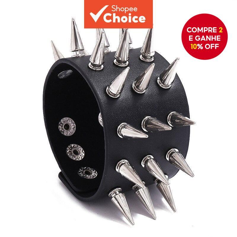 Punk Três Fileiras Picos Rebite Parafuso Prisione