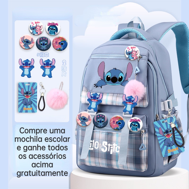 Stitch Mochila leve para crianças de grande capac
