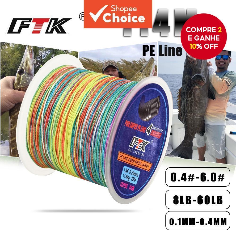 Linha De Pesca Trançada PE FTK 114M-8-60LB 0.1-0.