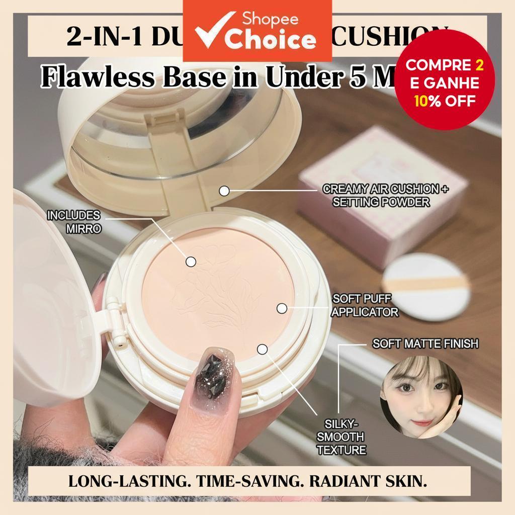 GEGE BEAR 2 Em 1 Pó Prensado E Almofada De Ar CC 