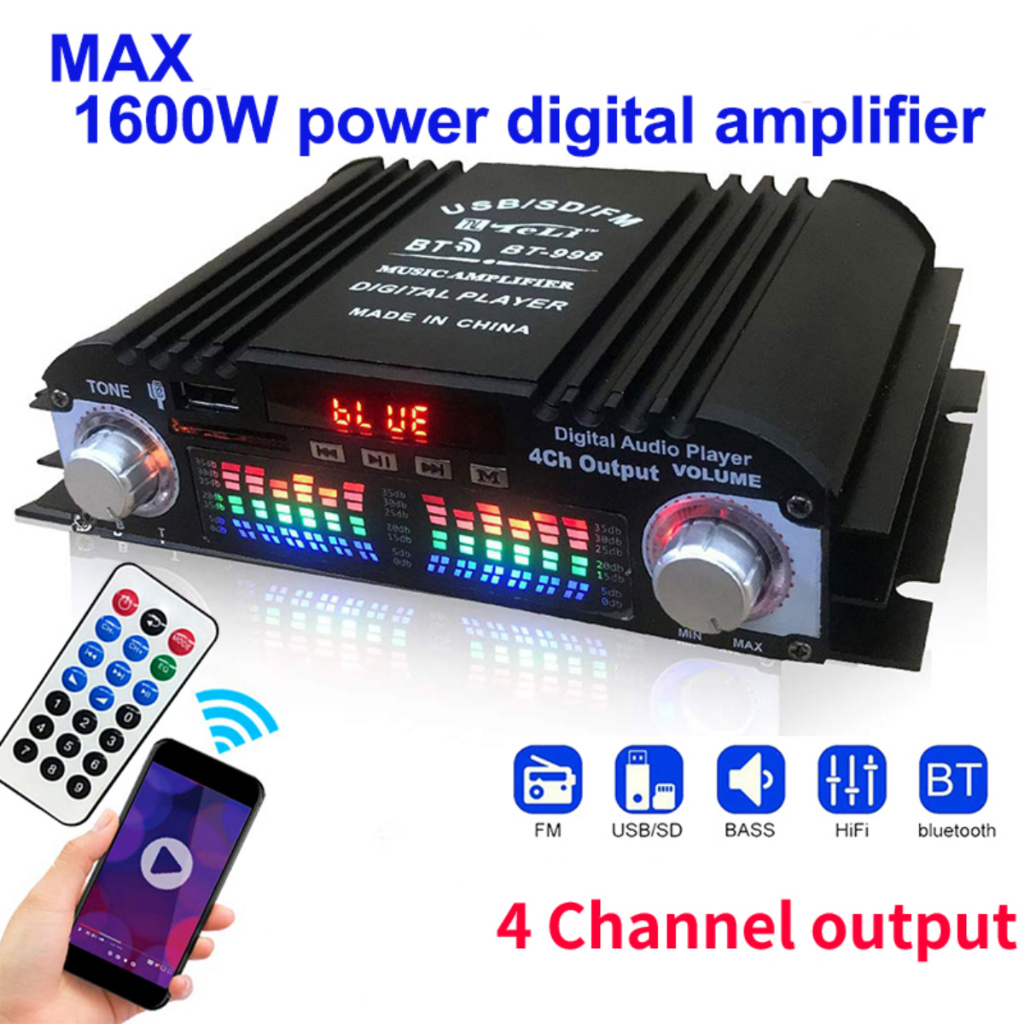 12V/220 800W Mini bluetooth Hi-Fi Amplificadores D