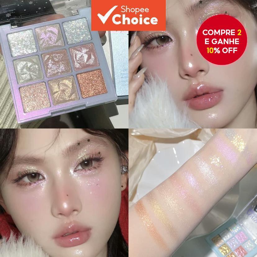 Paleta De Sombras Brilhantes De 9 Cores DIKALU Es