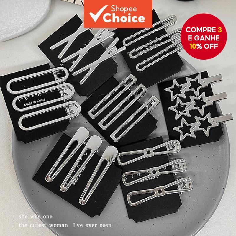 Conjunto De Grampos De Cabelo Estrela Prateada-Pre