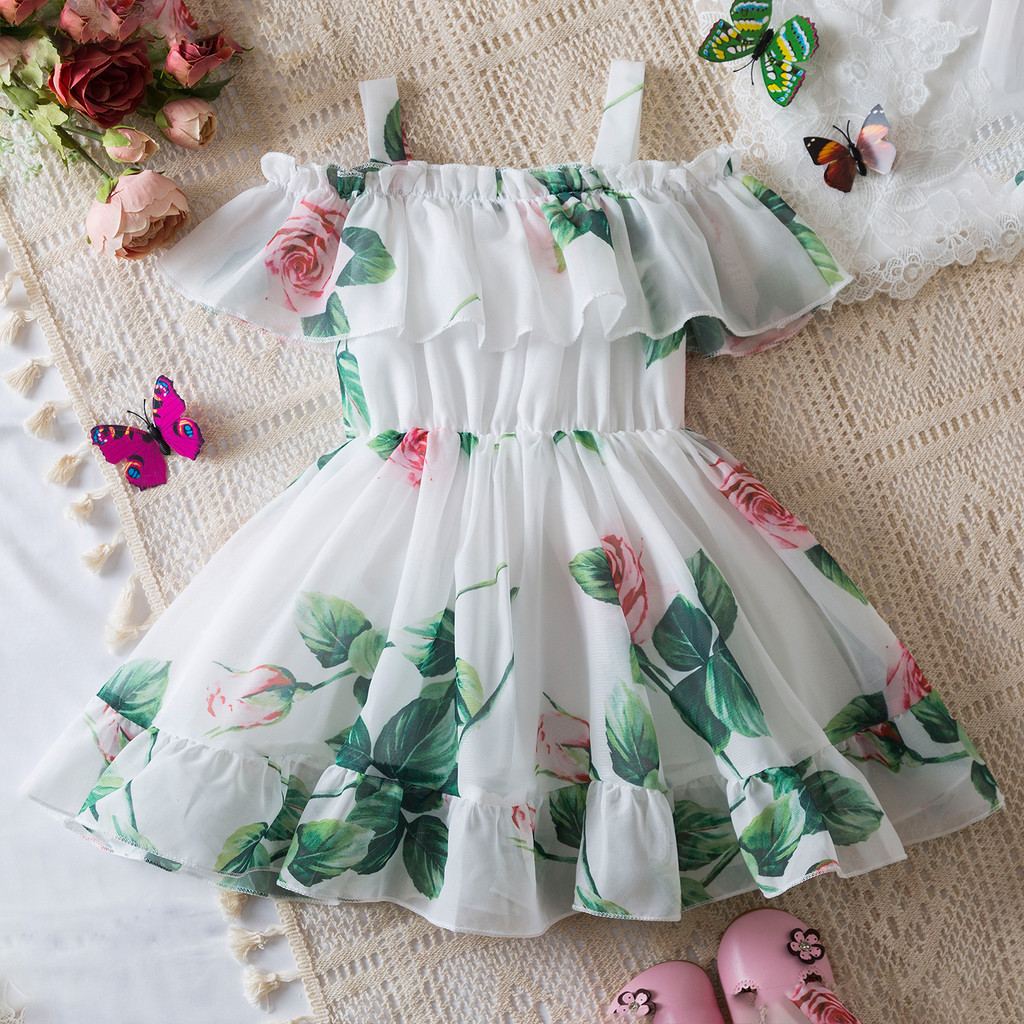 WFRV Vestido De Princesa Chiffon 3D Rose Infant To