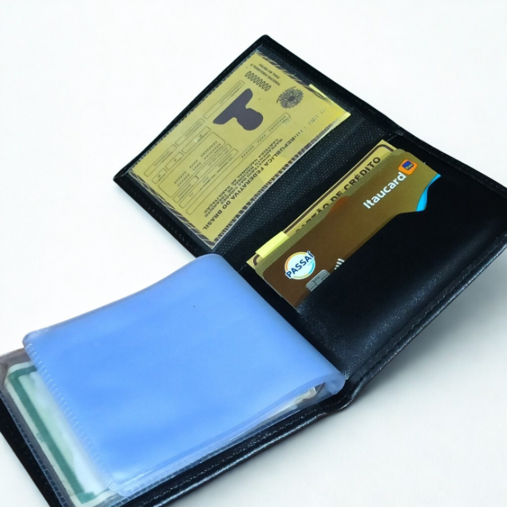 Carteira Masculina em L Sintética Compacta Cartõ