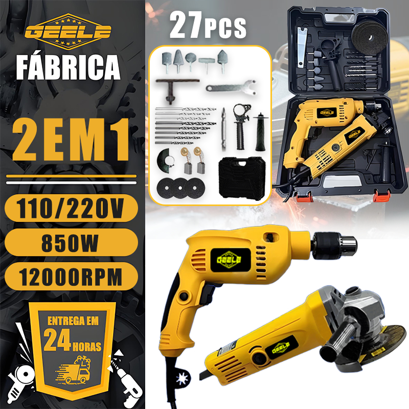 Furadeira Profissional 850W 10mm e ESMERILHADEIRA 