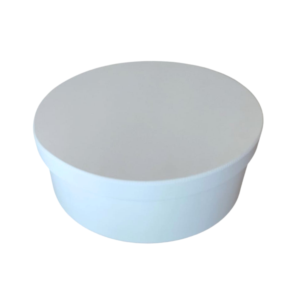 Caixa Redonda Pintada Branca em Mdf Decorativa 20&