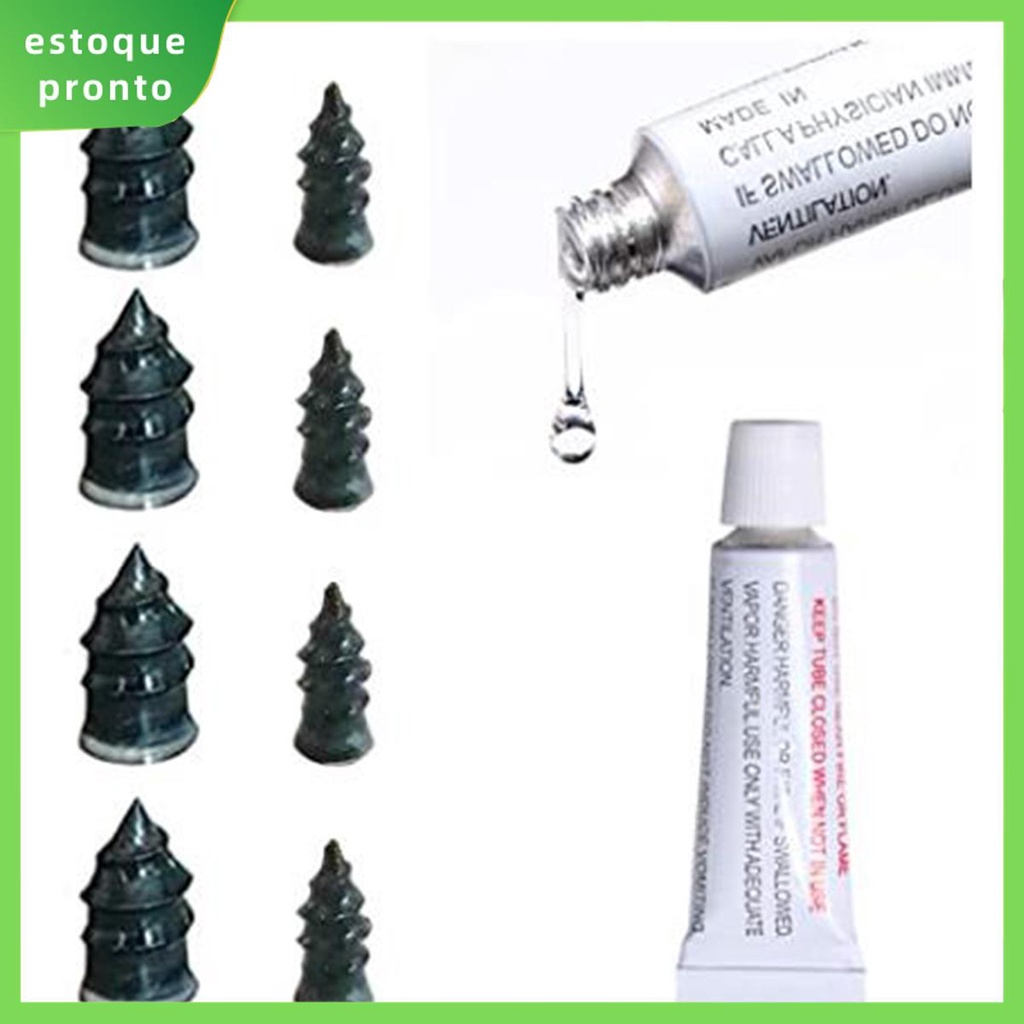 8Pcs Kit De Reparo De Pneus Pregos De Borracha Em 