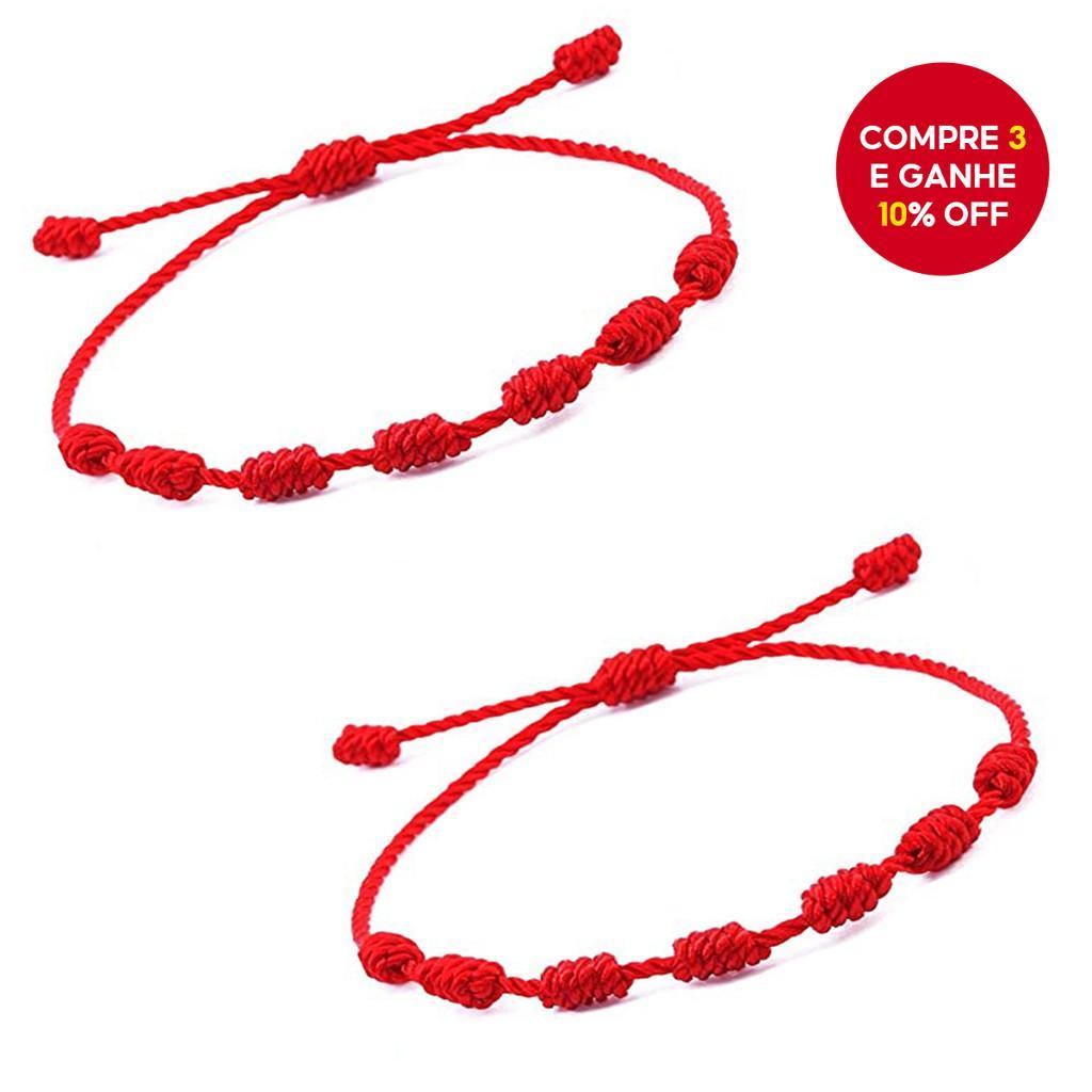 Pulseira De Corda Vermelha Com 7 Nós , 2 Pacotes 