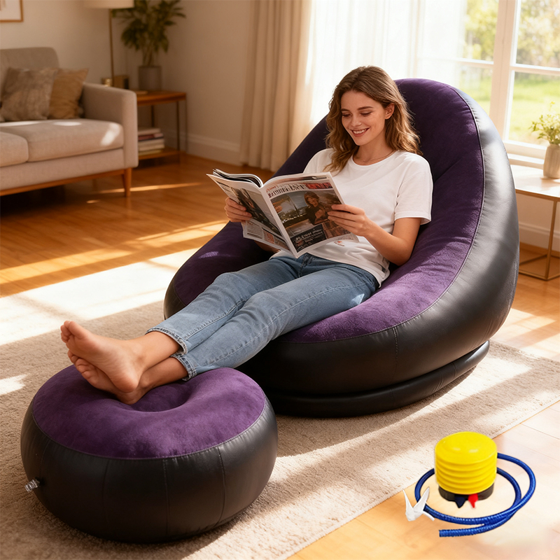 Poltrona Inflável Portátil E Conjunto De Descans