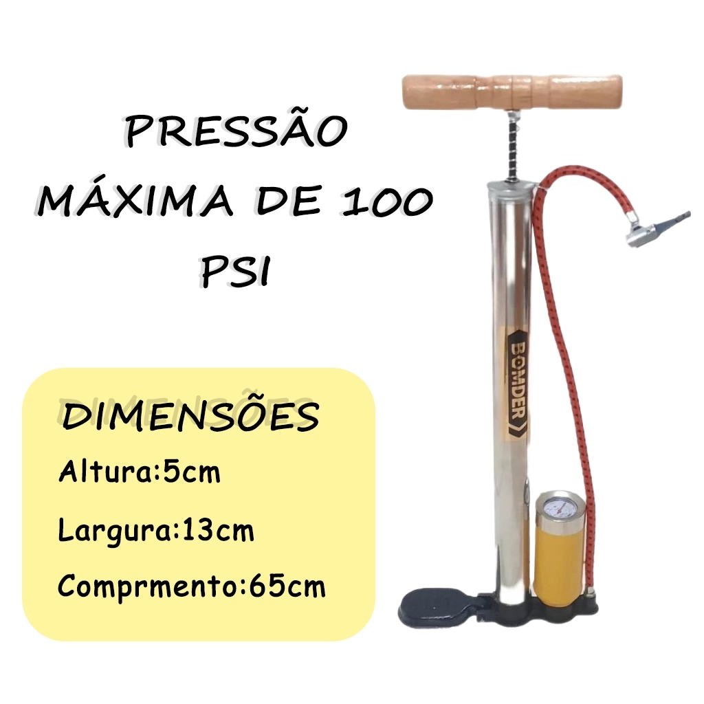 Bomba de ar manual com medidor de 150 psi Pneu de 