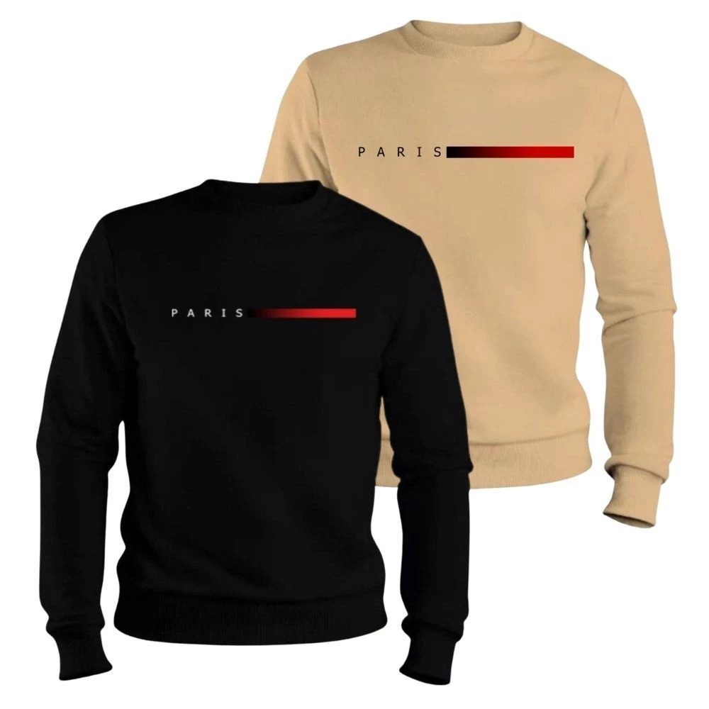 Kit 02 blusas de Moletom Masculina Gola Redonda Pa