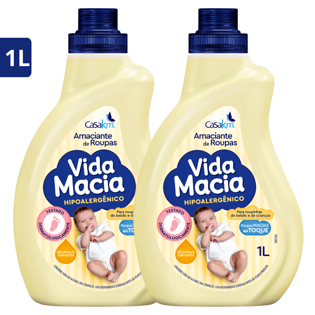 Kit 2 Amaciantes de Roupa Vida Macia Baby Glicerin