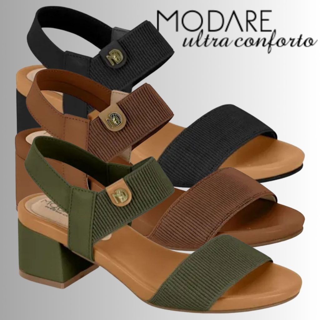 Sandalia Modare Salto Bloco Baixo Feminina Confort