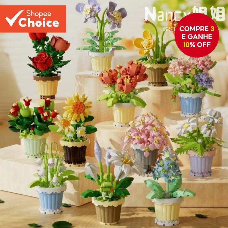 Blocos De Construção Vaso De Flores Eterno Com M