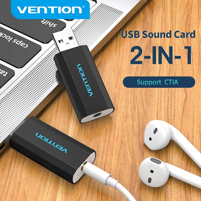 Vention Placa De Som USB 2 Em 1 Adaptador De Áudi