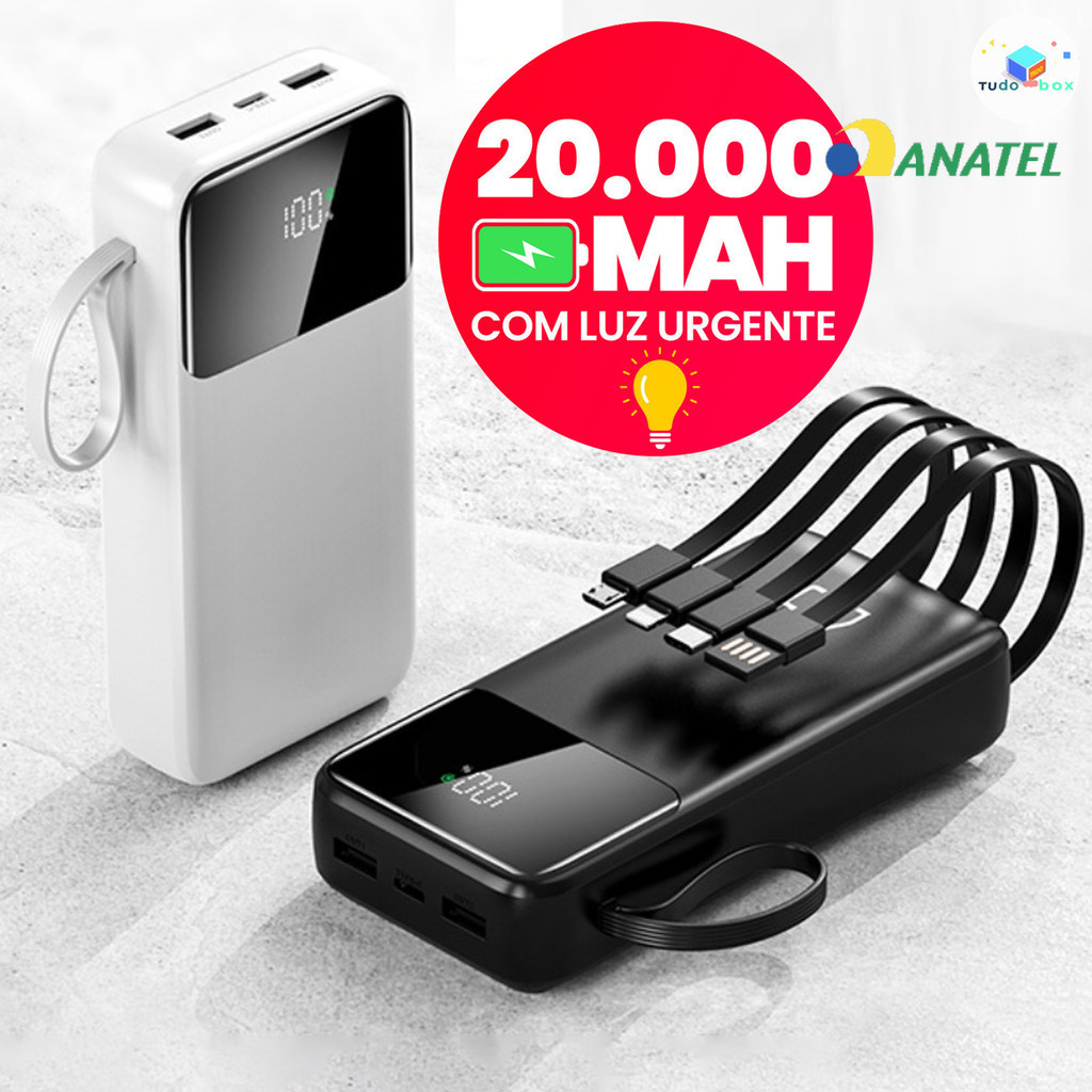 Power Bank 20000mAh: Carregamento Ultra-Rápido, C