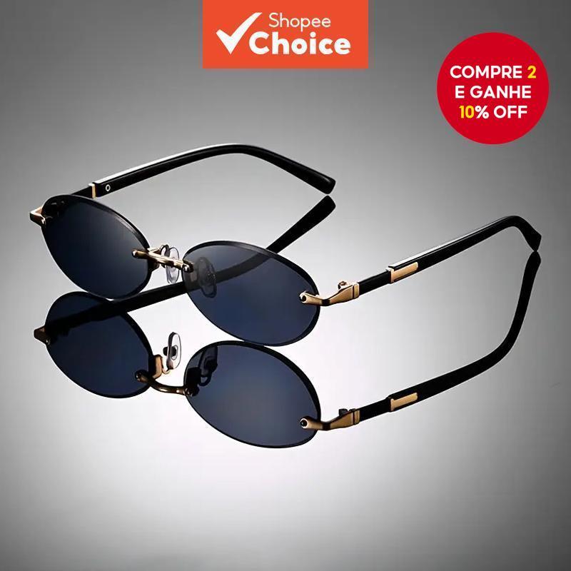 Óculos De Sol Com Recorte Oval Sem Moldura-Tons R
