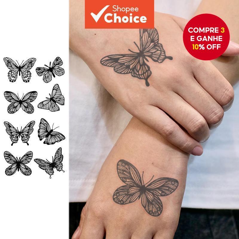 Conjunto De Tatuagens Temporárias De Borboleta À