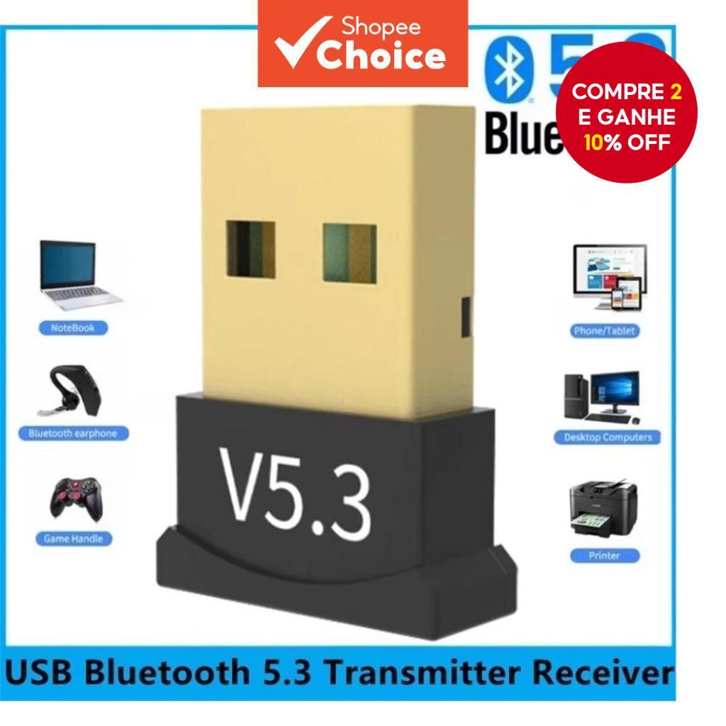 Adaptador USB Bluetooth 5.3 para PC e Laptop: Rece