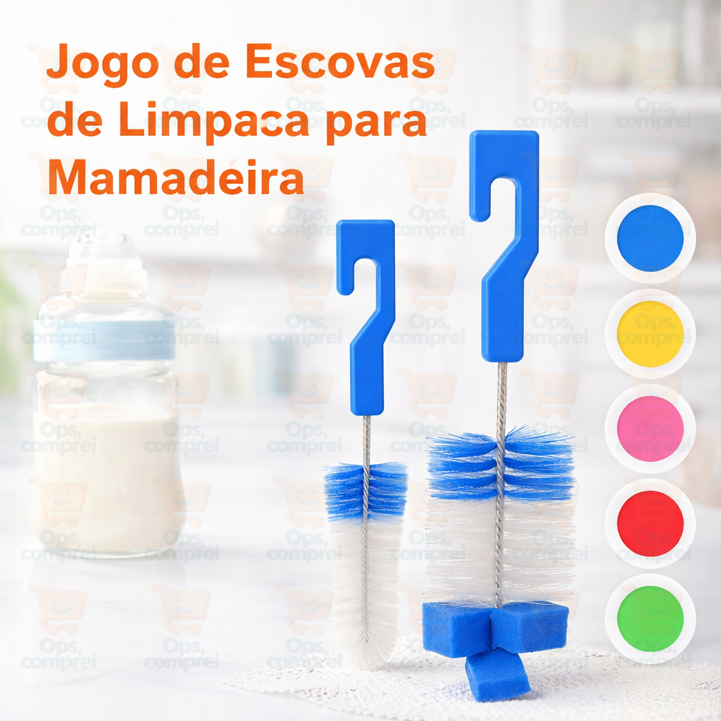 Escova Limpeza Para Mamadeira E Bico Com Esponja B