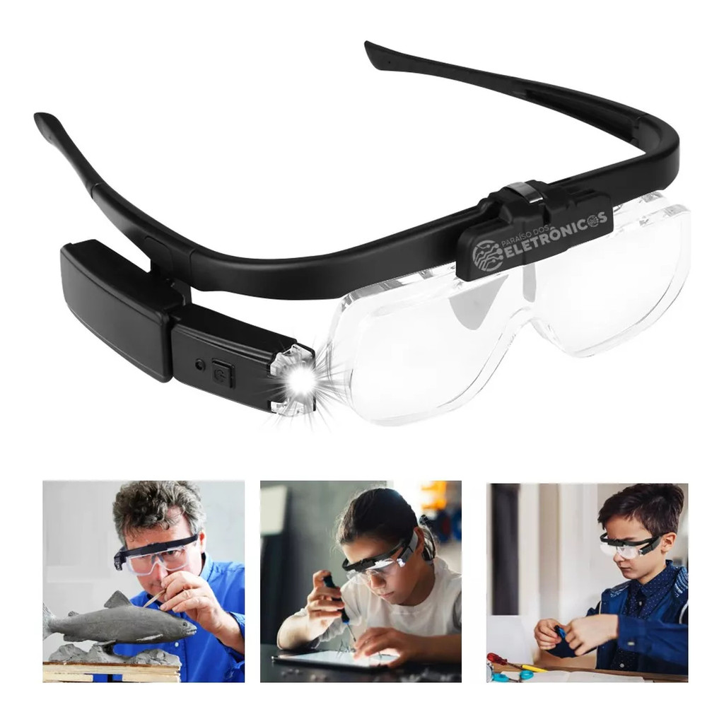 Óculos Lupa Aumento Led Recarregável Profissiona