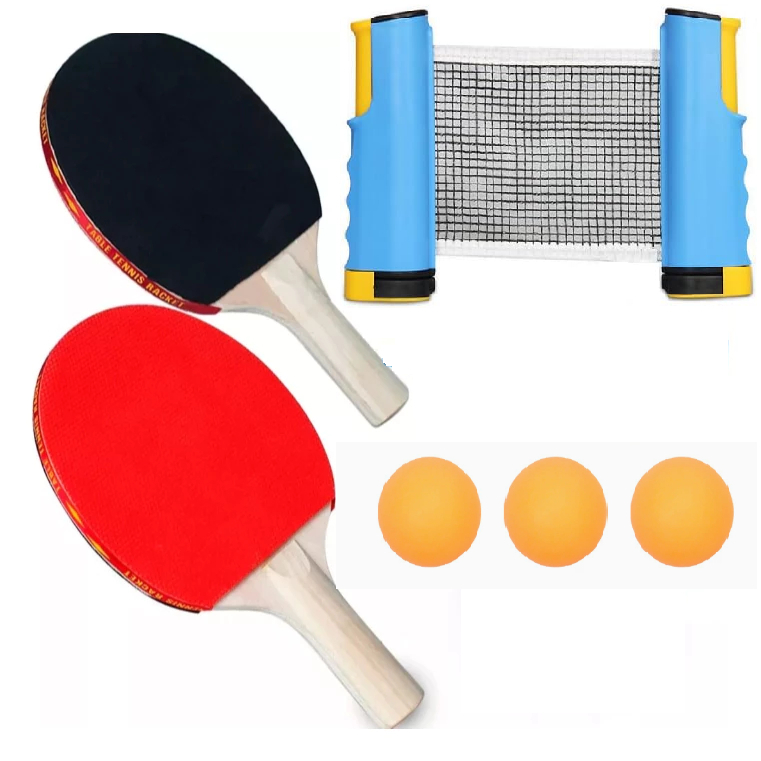 Conjunto completo de tênis de mesa com 2 raquetes