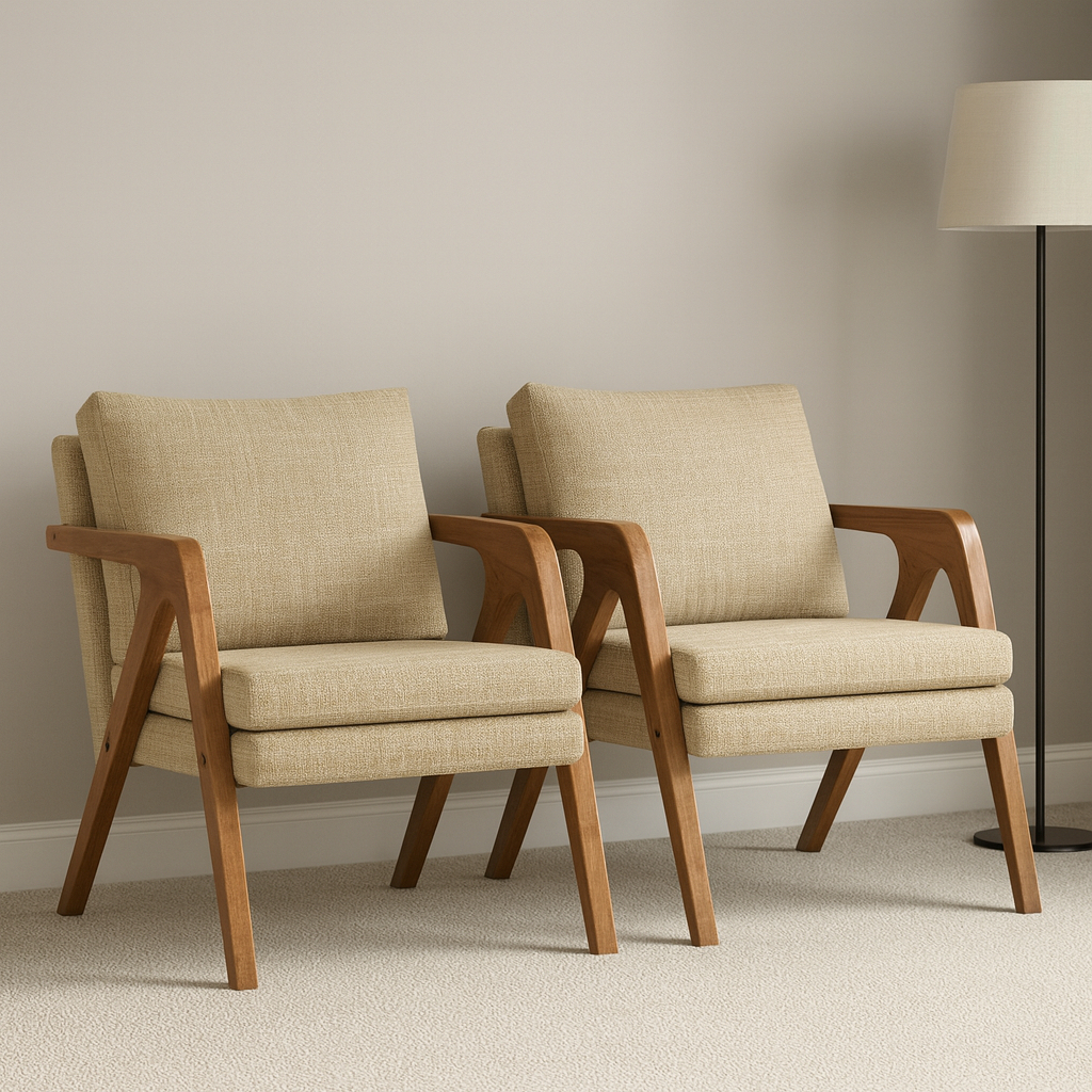 Kit 2 Poltronas Mona Linho Estofada Decorativa Lux