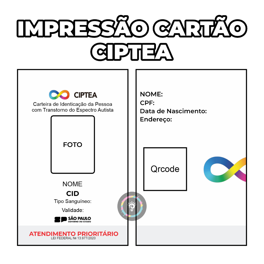 Cartão CIPTEA Impresso no PVC Cordão Doenças Oc