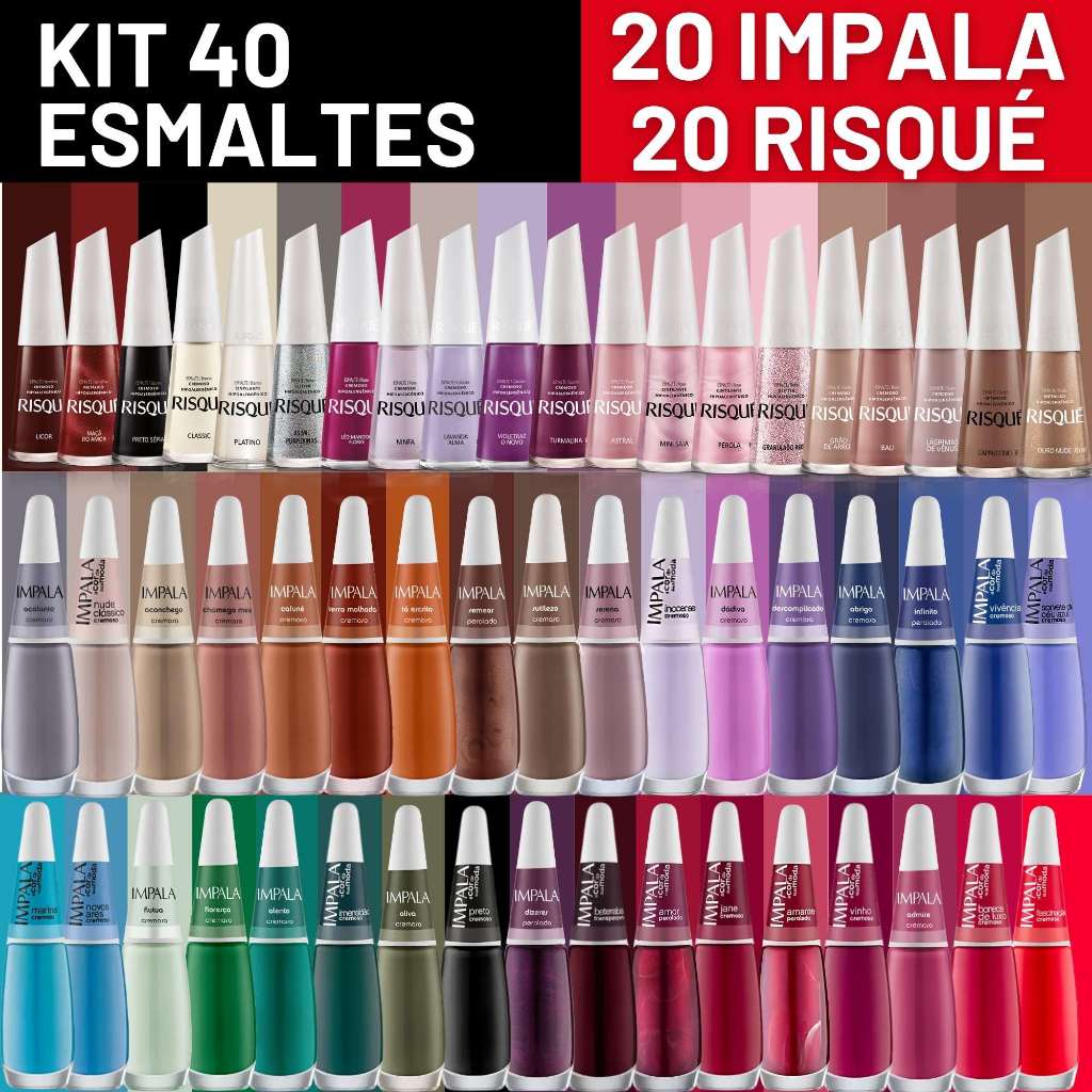 Esmaltes Impala e Risque Esmalte Atacado Sortido P