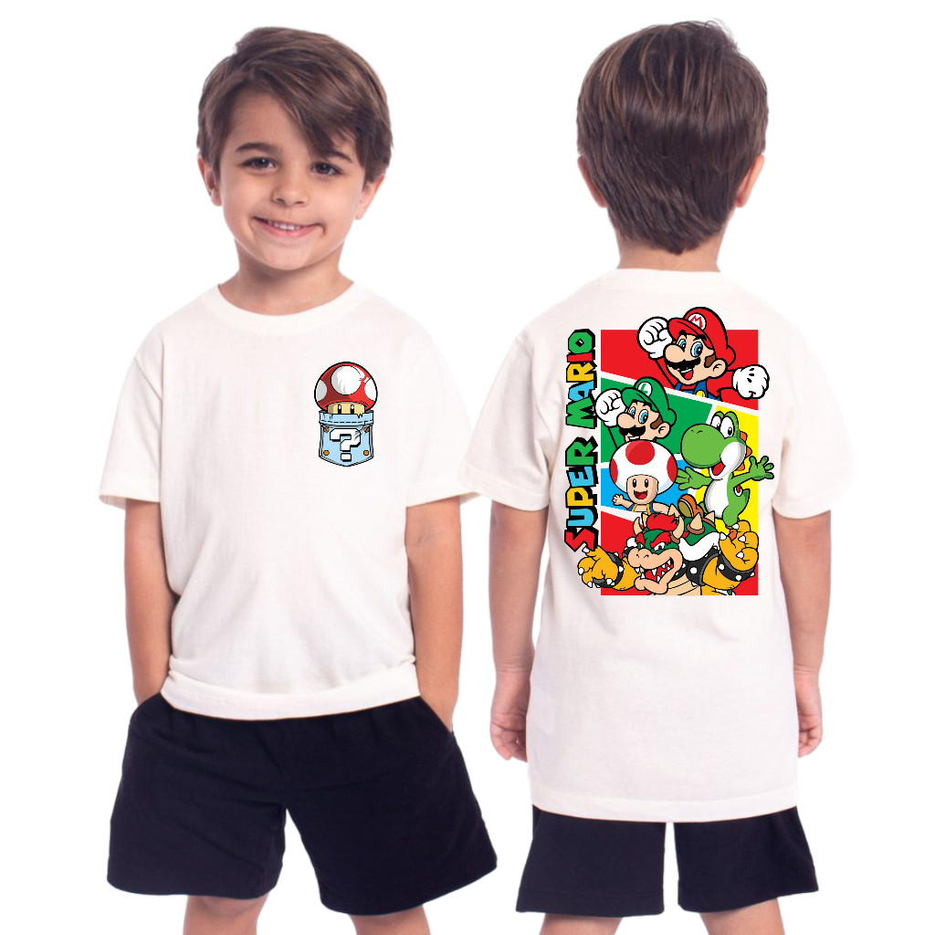 Camiseta Infantil Streetwear Super Mario Malha 30.