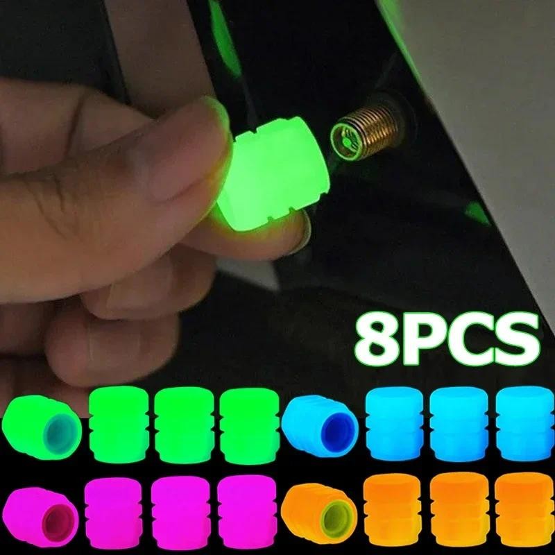 1/4/8 Pçs Tampas De Válvula Luminosas Fluorescen