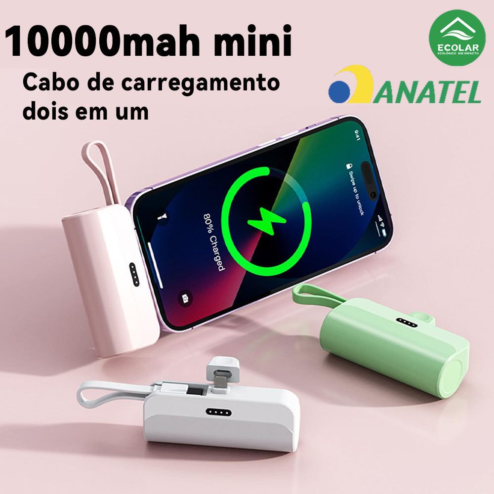 Carregador 2em1 Portátil: Bateria 10000mAh + Base
