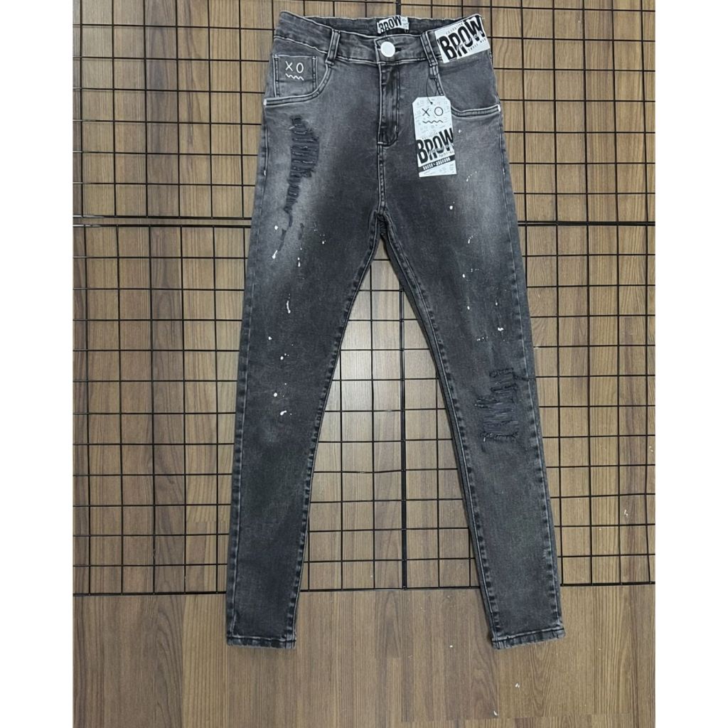 Calça Jogador brow Jeans X 0 Cinza Destroyed orig