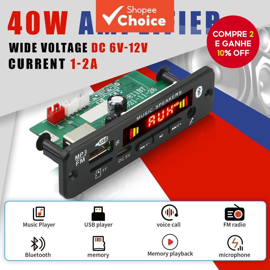 Placa Decodificadora MP3 Amplificadora 40W DC 12V 