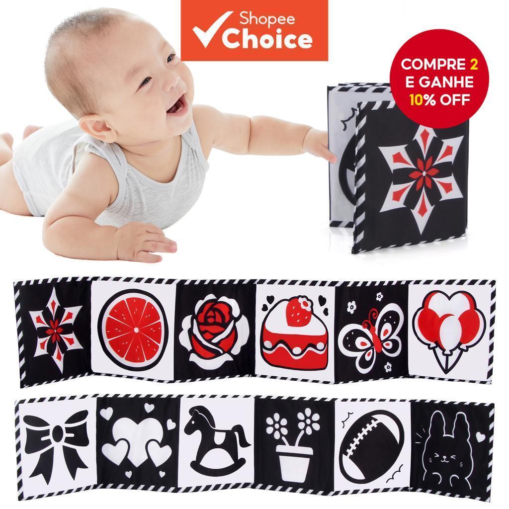 Livro De Pano Macio Preto E Branco De Alto Contras