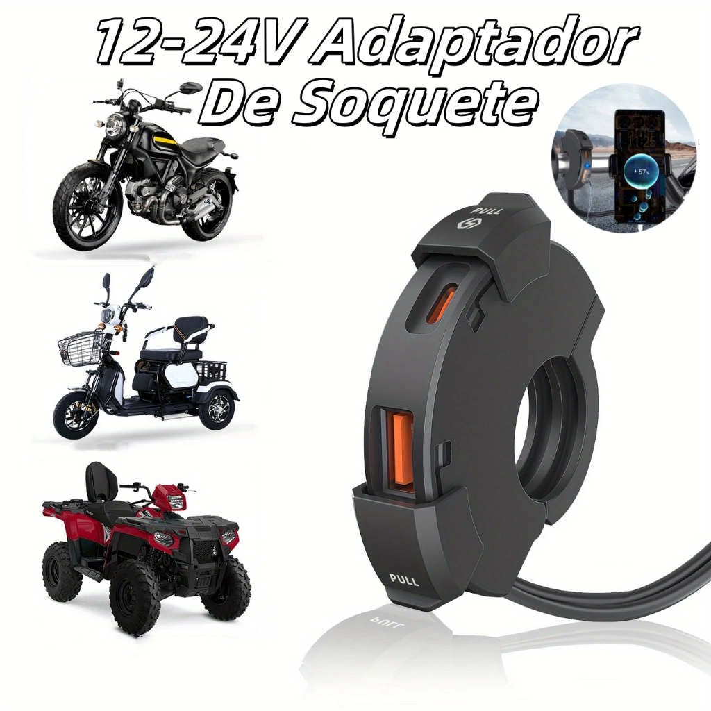 Carregador de Celular Para Moto Rápido Turbo QC3.