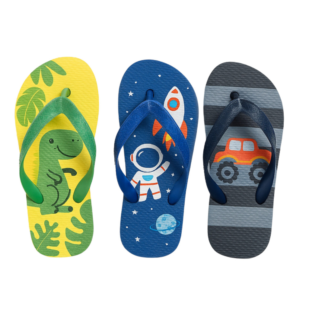 Kit Chinelo Infantil Menino 3 Pares Estampas Diver