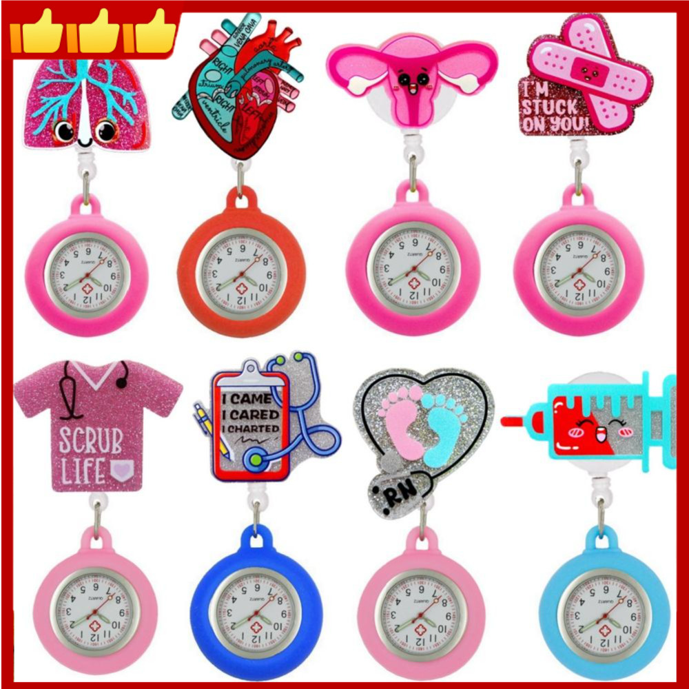 Relógio De Bolso Retrátil Com Glitter De Desenho