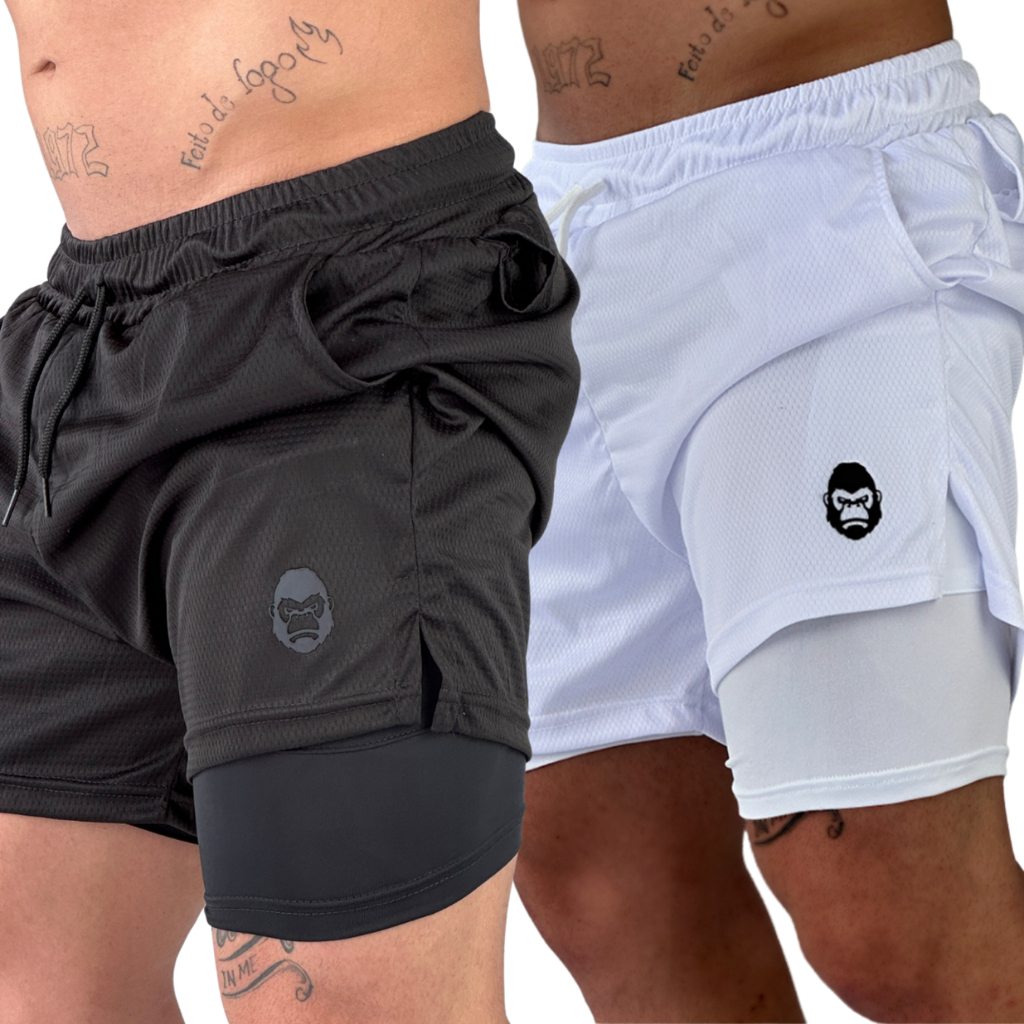 Kit 2 Shorts Masculinos Kong Bermuda 2 em 1 Para A