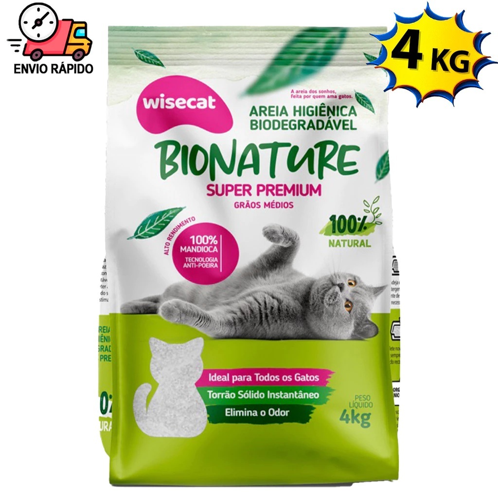 Areia Higiênica Para Gato de Mandioca 2kg e 4kg W